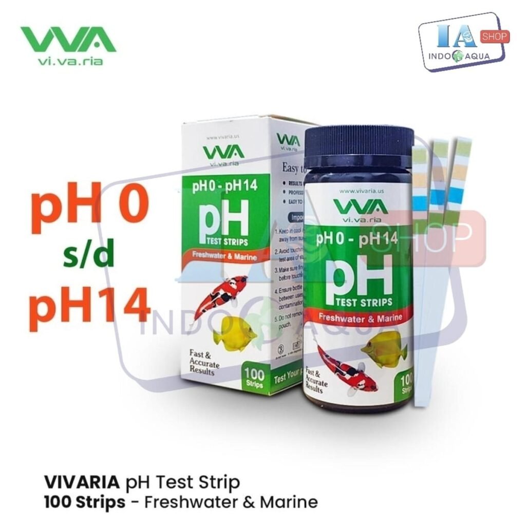 Vivaria Test Strip PH 0-14 untuk Air Tawar & Laut 100 Strips Alat Tes Parameter PH Akuarium Cepat Akurat